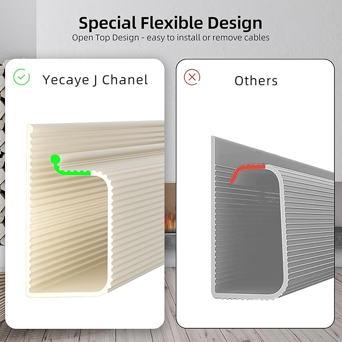 YECAYE 157in Cable Management, Cord Organizer,Easy Install Self-Adhesive Cable Organizer,Cord Management, Desk Wire Holder for Office Organization,Child and Pet Proofing, Beige
