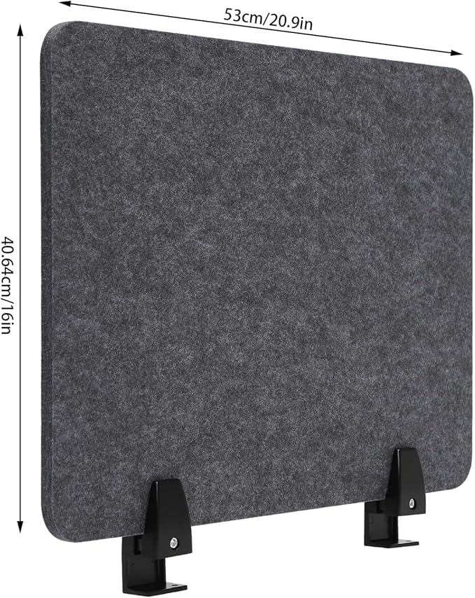 ReFocus Raw Clamp-On Acoustic Desk Divider Mounted Privacy Panel Set – Reduce Noise & Visual Distractions for Office, Study (Anthracite Gray, 4× Panels (20.9"×16"))