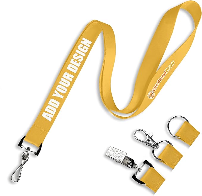 Wristband Bros Custom Lanyards For ID Badges, Keys & More | Add Text & Logos | Choose Your Attachment | Bulk Quantities For Events