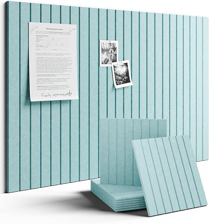 Large Felt Bulletin Board 36"x24" Cork Board Alternative - 6 Pack with 40 Safe Removable Adhesive Tabs, Cork Boards for Walls Cork Board for Home Office Classroom Pin Board-Seafoam Blue