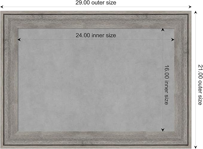 Amanti Art Grey Framed Magnetic Board 21x29 Medium Vision Board for use with Magnets, 100% Metal Sheet to Display Items as Office Decor or for Home Organization in mudroom, Kitchen or Kids Room