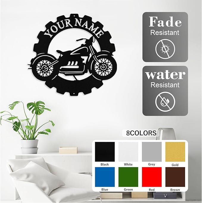 Custom Dirt Bike Metal Signs Personalized Motorcycle Name Sign Custom Garage Decor Motorbikes Wall Art Decor Motorcycle Sign Men Room Decorate Gifts for Men Husband Rider