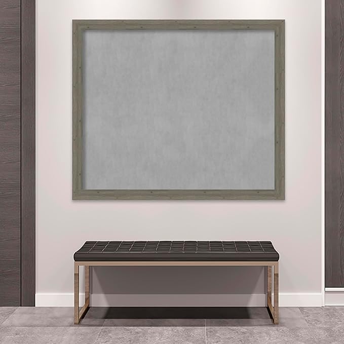 Amanti Art Grey Framed Magnetic Board 45x53 Oversize Vision Board for use with Magnets, 100% Metal Sheet to Display Items as Office Decor or for Home Organization in mudroom, Kitchen or Kids Room