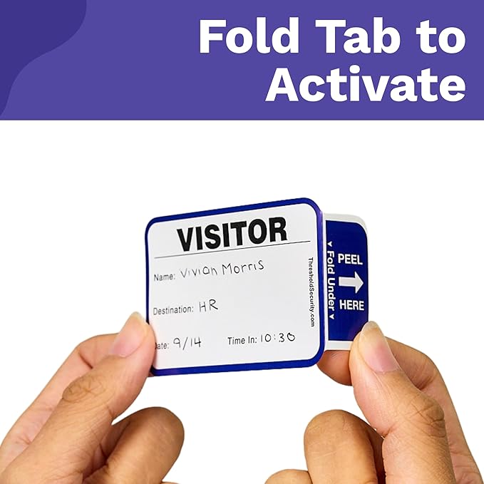 Threshold Tab-Expiring Visitor Badge Sign-in Book (500 Badges) | Name Tag Stickers | Hospital, Office & Secretary Supplies | School Visitor Passes | Visiting Tag for Hospital | Expiring Badges