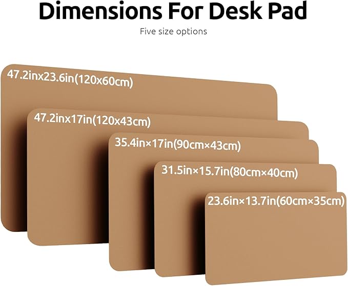 YSAGi Leather Desk Protector, Office Mat, Large Mouse Mat, Non-Slip PU Leather Blotter, Laptop Desk Pad, Waterproof Writing Pad for Office and Home (Khaki, 47" x 17")