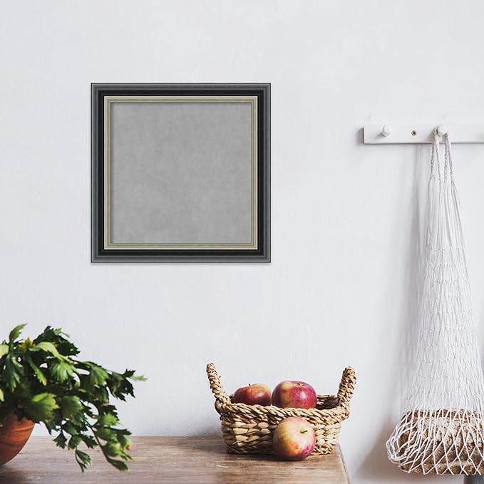 Amanti Art Black Framed Magnetic Board 15x15 X-Small Vision Board for use with Magnets, 100% Metal Sheet to Display Items as Office Decor or for Home Organization in mudroom, Kitchen or Kids Room