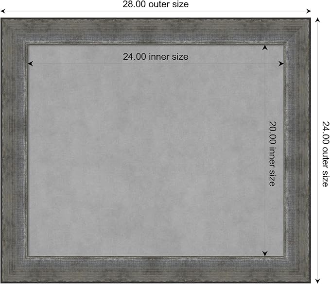 Amanti Art Silver Framed Magnetic Board 24x28 Medium Vision Board for use with Magnets, 100% Metal Sheet to Display Items as Office Decor or for Home Organization in mudroom, Kitchen or Kids Room