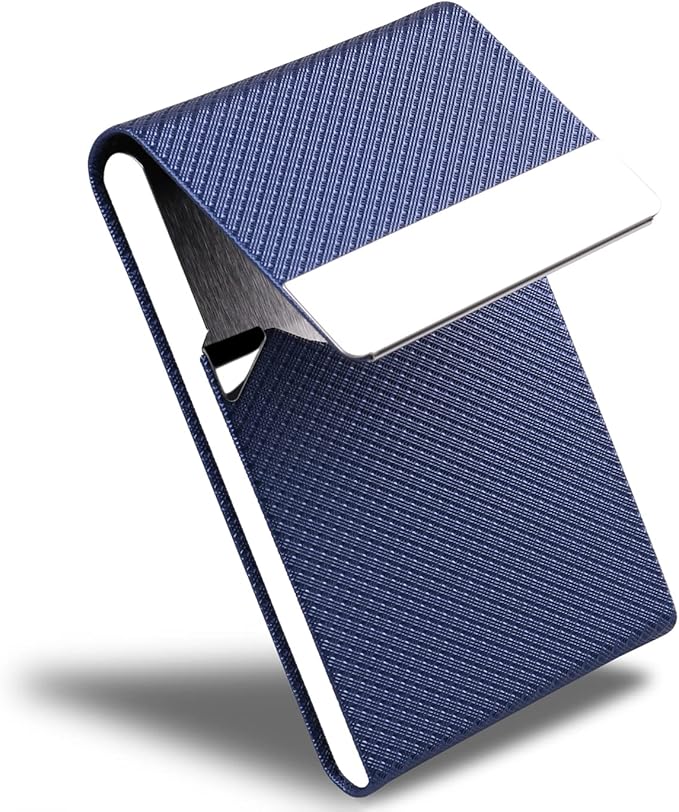 DMFLY Business Card Holder for Women & Men - Multi Card Case, Business & Pocket Card Holder, Credit & Name Card Wallet with Magnetic Closure, Blue-zs