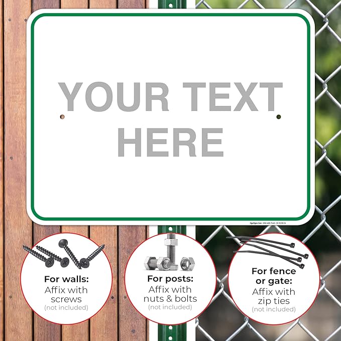 Custom Sign, Personalized Metal Signs, Customize for Office, Business, Workplace, Home, Airbnb, Delivery Green Signs, 18x24 Inches, Rust Free .063 Aluminum, Fade Resistant, Made in USA by Sigo Signs