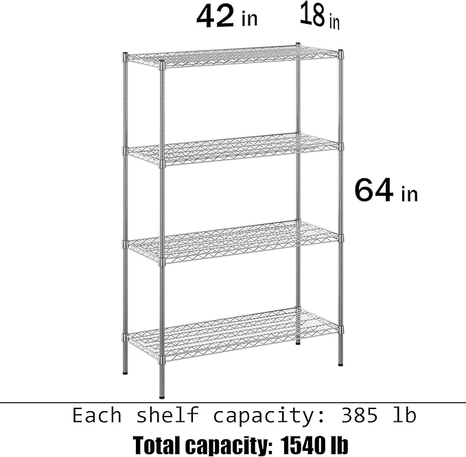 Regal Altair 18" Deep x 42" Wide x 64" Height Wire Shelving Kit | 4-Tier | NSF Commercial Storage Rack Unit