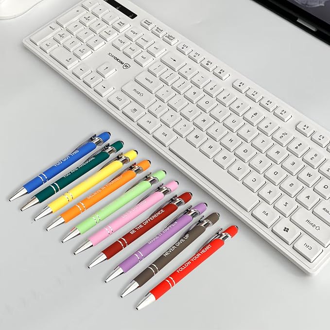 Luxeviss 20 Pcs Inspirational Pens Bulk - Motivational Ink Ballpoint Pen with Quotes Stylus Tip Nurse Gifts for School Coworkers Office Supplies Black Ink
