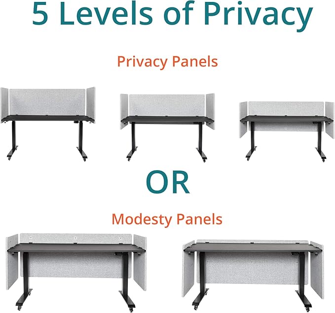 Stand Up Desk Store ReFocus Clamp-on Acoustic Desk Divider Privacy Panel That Reduces Noise and Visual Distractions (Ash Gray, 23.6" x 23.6")