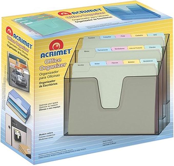 Acrimet Horizontal Triple File Folder Holder, Open Top Desktop Document Sorter for Letter Size Papers & Folders, Plastic (Clear Crystal)