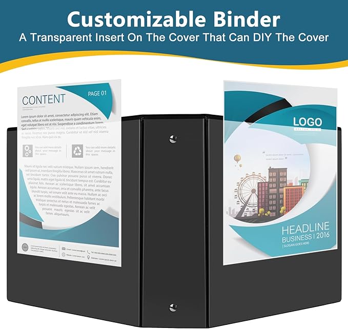 CIXILDTS 3" 3 Ring Binder, Standard 3-Inch Round Ring Binder Fit Letter Size Paper, Presentation View Binders, 10 Packs, Black