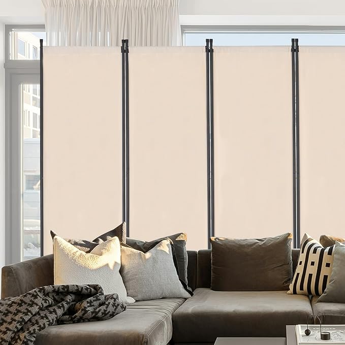 VEVOR Room Divider, 6 Panel Room Divider, Folding Privacy Screen and Portable Partition Divider for Room Separation, Freestanding Room Partitions for Office, Bedroom, Study, Beige
