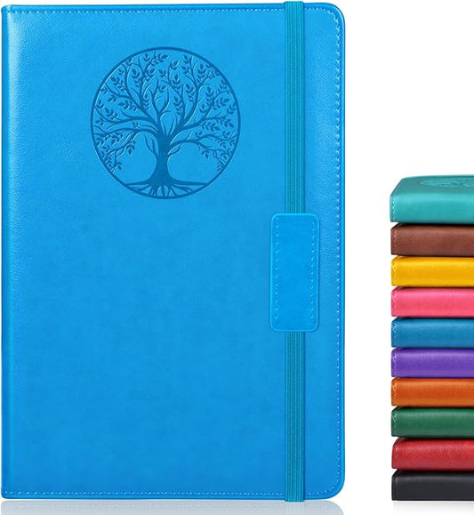 Biuwory Lined Journal Notebook for Women Men,256 Pages A5 Hardcover Leather Journals for Writing,Travel,Business,Work & School,College Ruled Notebooks for Note Taking,Diary Notepad 5.7"×8.3" blue