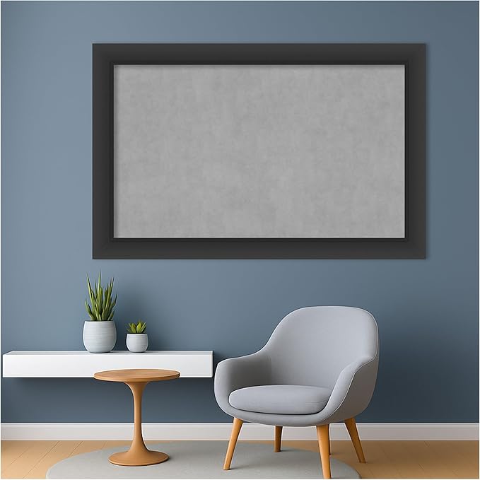 Amanti Art Black Framed Magnetic Board 29x45 Large Vision Board for use with Magnets, 100% Metal Sheet to Display Items as Office Decor or for Home Organization in mudroom, Kitchen or Kids Room