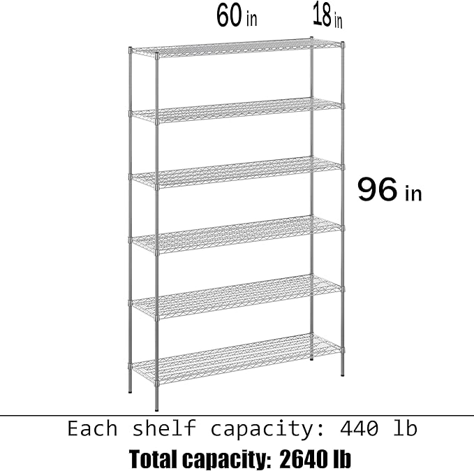 Regal Altair 18" Deep x 60" Wide x 96" Height Wire Shelving Kit | 6-Tier | NSF Commercial Storage Rack Unit