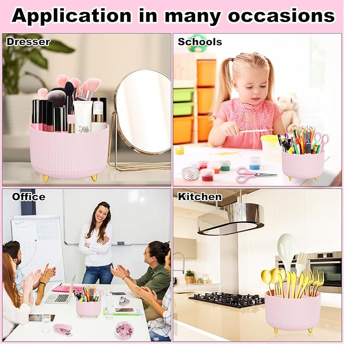 Gawsey Desk Organizers and Accessories Set with 360-Degree Rotating Pen Holder, Tape Dispenser, Stapler, Staple Remover, 1000 Staples, Tape, Clips Set, Ruler, Scissor, Pen