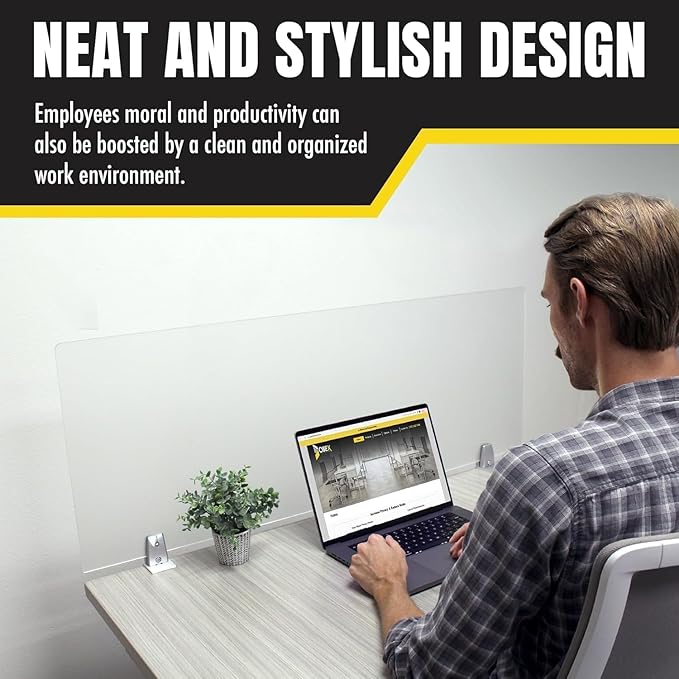 OBEX Frosted Acrylic Desk Mounted Privacy Panel, 18" x 30", Frosted
