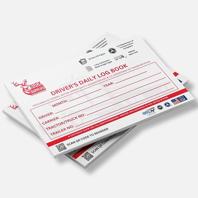 Driver Daily Log Books for Truck Drivers with 7 & 8 Day Recap - 35 Sets of Forms Per Log Book, 2-Ply Carbonless, 5.5" x 8.5", DOT Log Book for Truck Drivers, FMCSA Compliant, Easy Tear-Out, 1 Pack