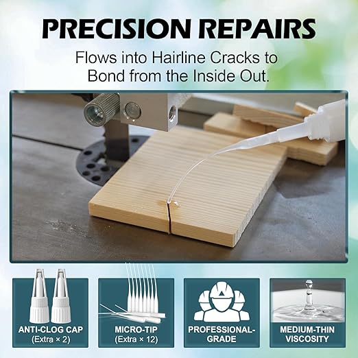 Medium-Thin Super Glue 4oz Clear Liquid CA Glue for Wood Shoe Furniture Ceramic Leather Glass Plastic Model Metal Rubber, All Purpose Cyanoacrylate Instant Adhesive, Strong Bonding and Fast Drying
