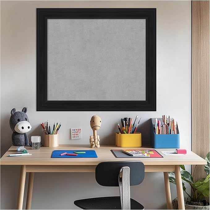 Amanti Art Black Framed Magnetic Board 25x29 Medium Vision Board for use with Magnets, 100% Metal Sheet to Display Items as Office Decor or for Home Organization in mudroom, Kitchen or Kids Room