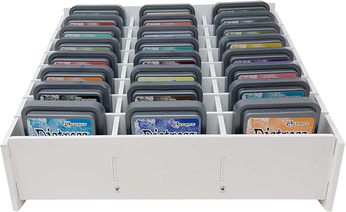 Pixiss Ink Pad Storage Holder and Stamp Pad Storage for Distress Oxide Ink and Others Sits Horizontal or Vertical - Stores 24 Ink Pads Craft Storage Organizer