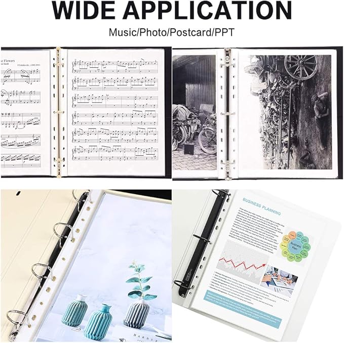 Sheet Protectors, HERKKA 600 Pack Upgrade Clear Plastic Page Protectors Sheet Reinforced 11-Hole Fit for 3 Ring Binder Fits Standard 8.5 x 11 Paper, 9.25 x 11.25 Top Loaded, Non-Acid