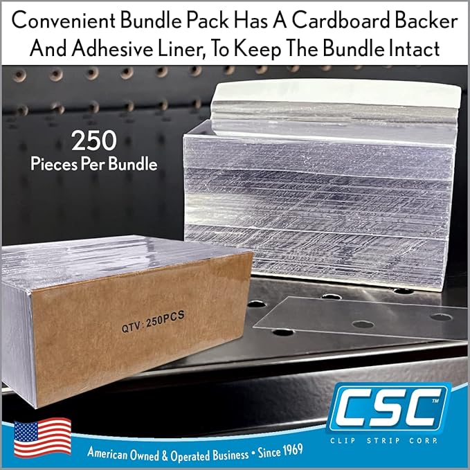 Clip Strip Corp. Price/Data Channel Label Holder Chips, Clear Plastic Tags, 3.5" L x 1.25" H, 7.5 Mil Thick, Gondola Shelf Edge, Reusable, Made for Point of Purchase Shelf Molding (2000)