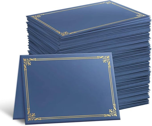 30 Packs Certificate Covers,Navy Blue Cardboard Diploma Cover,Certificate Holders Gold Foil Border,for Letter Size 8.5 x 11 Inch Awards and Certificates