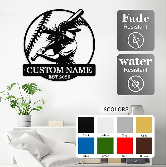Personalized Softball Metal Sign Custom Player Name Sign Girls Room Decor Softball Lover Present Sports Wall Art Decor Gift for Girls, Team, Mother, Daughter
