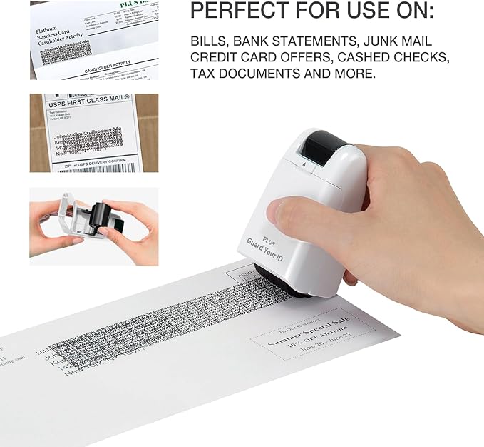 Guard Your ID Wide Stamp Roller for Identity Protection, White