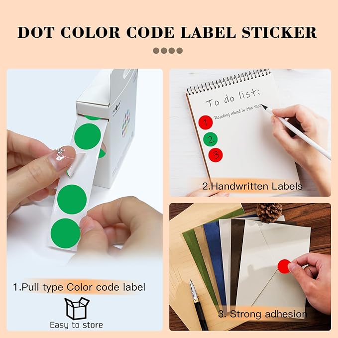 PARLAIM 2 Rolls 2000PCS 3/4" Round Circle Color-Code Dot Stickers,2 Color Style Colorful Coding Label Sticker for Home Office Classroom(Red+Green)