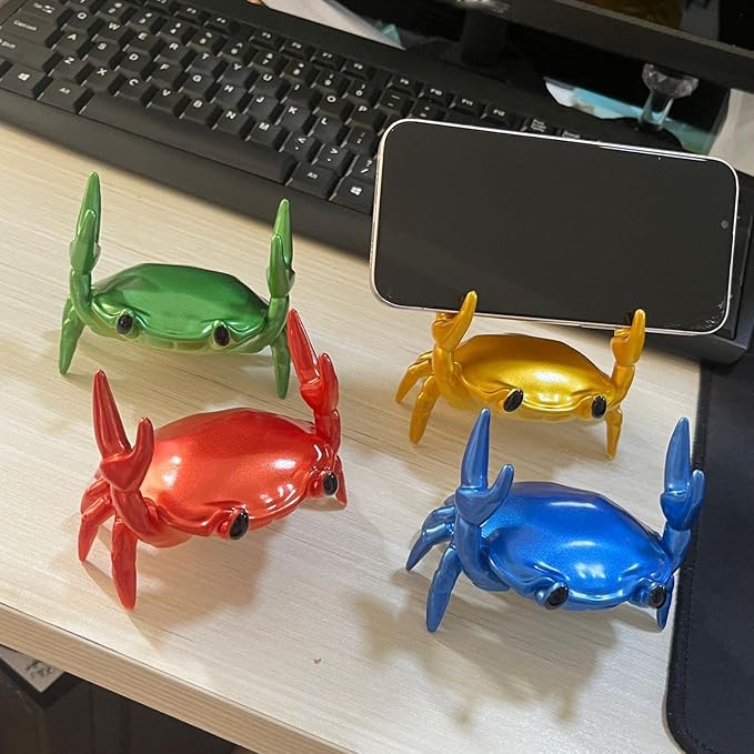 LOGUTIA Multi Function Stand - Phone Stand Pen Holder Pencil Holder - Creative Ornament Crab Phone Stand Crab Pen Holder Support Resin Crab Decor (green)