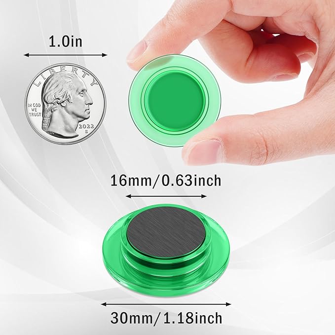 VNDUEEY 45 Pcs Whiteboard Magnets, Round Fridge Magnets, Dry Board Magnet Decor, Mini Magnet Teacher Supplies for School, Home, Office (Green, 3cm/1.18 inch)