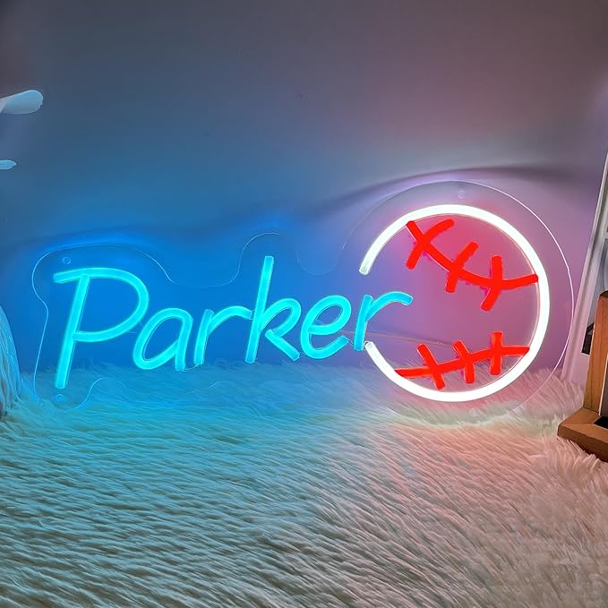 Custom Neon Name Sign Personalized with Football Baseball Soccer Basketball Pattern-Gift Sports Led Neon Lights for Wall Decor Man Cave Boys Girls Kids