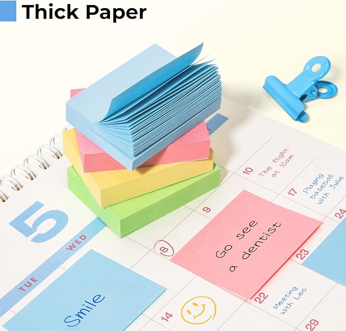 Umikk 50 Pack Sticky Notes 1.5x2 in, 5000 Sheets Small Self-Stick Note, 4 Color Mini Sticky Notes Pad Bulk, Easy to Post for Office, School, Home
