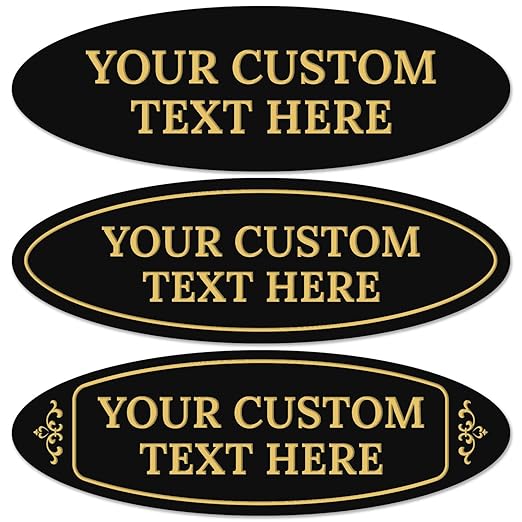 Custom Wall or Door Sign, Personalized Plaque Engraved Message for Bussiness, Property and Home Indoor/Outdoor, 2x6 Inches, Made in USA by Sigo Signs - Oval