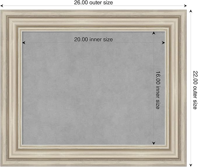 Amanti Art Silver Framed Magnetic Board 22x26 Small Vision Board for use with Magnets, 100% Metal Sheet to Display Items as Office Decor or for Home Organization in mudroom, Kitchen or Kids Room