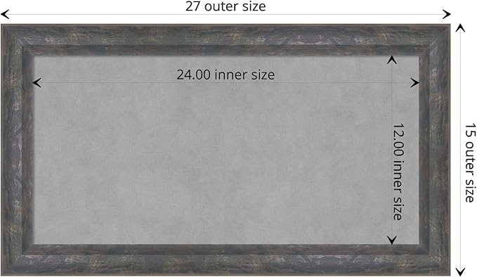 Amanti Art Grey Framed Magnetic Board 15x27 Small Vision Board for use with Magnets, 100% Metal Sheet to Display Items as Office Decor or for Home Organization in mudroom, Kitchen or Kids Room