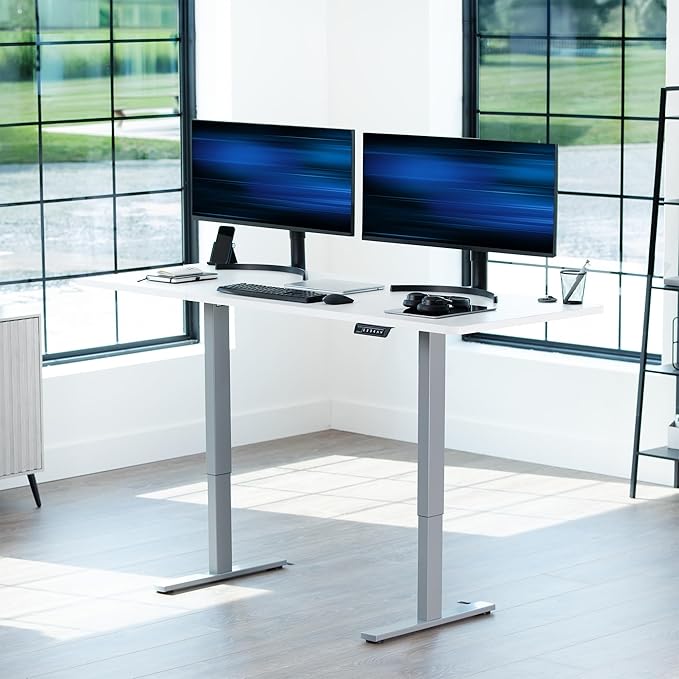 VIVO Electric 71 x 30 in Standing Desk, Memory Height Adjustment, 1B Series, Holds 220 lbs, White Top Gray Frame, DESK-KIT-1G7W