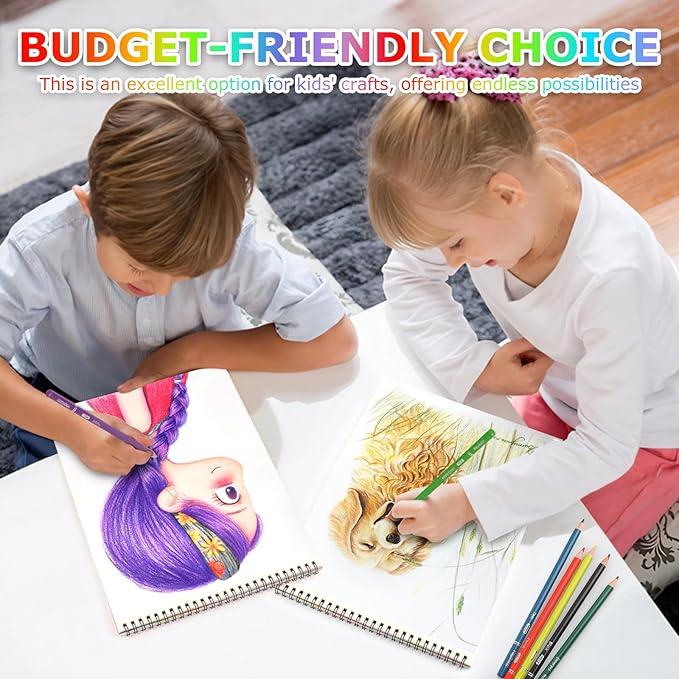 Drawing Pad for Kids, Sketch Pads 50 Sheets, 3-Pack Kids Travel Activities Spiral Bound Drawing Books Bulk 6" x 9 ", Drawing Paper for Kid 9-12