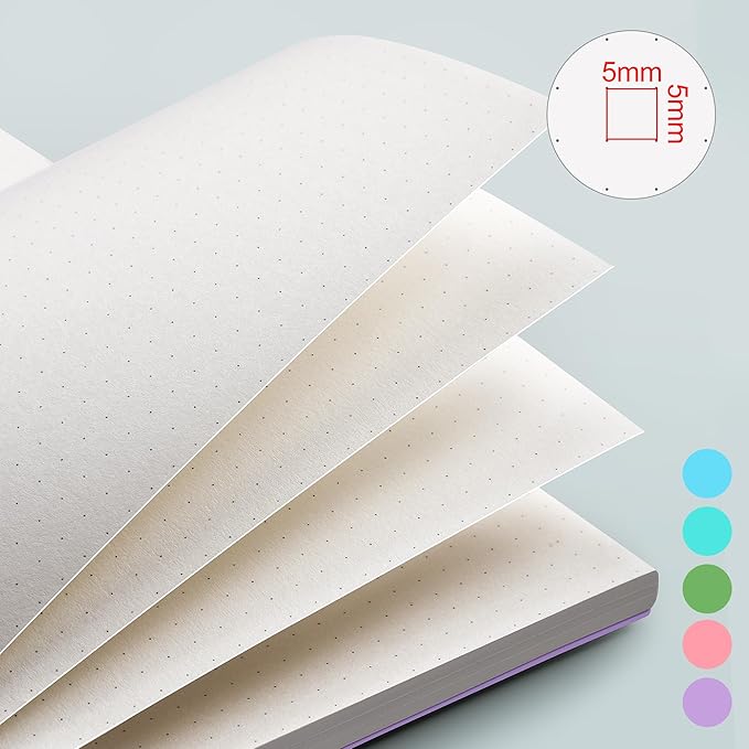 EMSHOI A4 Spiral Dotted Notebook, 11.2”x8.27” 300 Pages Bullet Dot Grid Journal, 100gsm Thick Paper, Waterproof Softcover with Twin-Wire Binding for School, Work, Writing, Light Blue