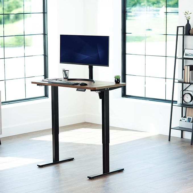 VIVO Electric 43 x 24 in Standing Desk, Memory Height Adjustment, 1B Series, Holds 220 lbs, Rustic Vintage Brown Top, Black Frame, DESK-1B4N