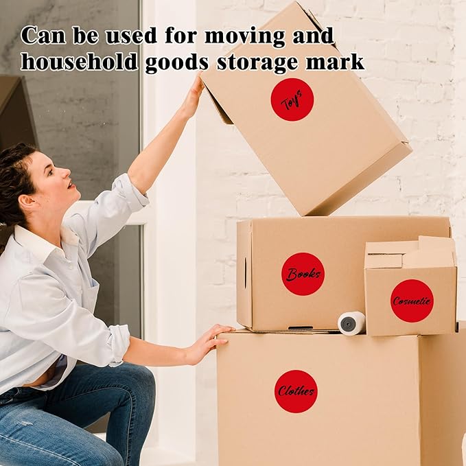 3 Inch Round Colored Dot Stickers, 2000 PCS, 4 Rolls in Dispenser Box - Red Circle Color Coding Labels Dot Labels for Office, Home, Inventory Organizing