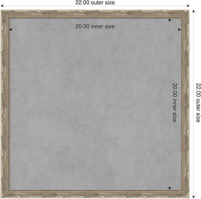 Amanti Art Silver Framed Magnetic Board 22x22 Medium Vision Board for use with Magnets, 100% Metal Sheet to Display Items as Office Decor or for Home Organization in mudroom, Kitchen or Kids Room