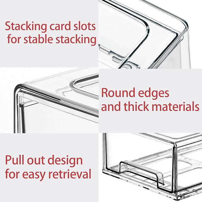 Sgoostood 6 Pack Stackable Organizer Drawers, Clear Desk Storage Box,Transparent Drawer in Home, Office and Kitchen Pull Out Organizer Bins for Make Up, Jewelry, Pen, Desktop Stationary (6L drawer)