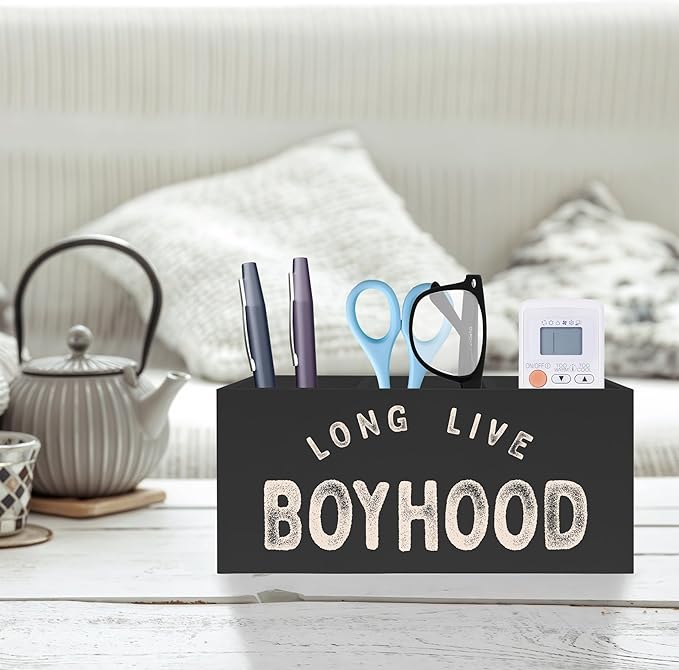 Exqcom Long Live Boyhood Pen Pencil Crayon Holder for Boys, Kids Toothbrush Holder, Boys Room Decor, Back to School Gifts Essentials for Kids