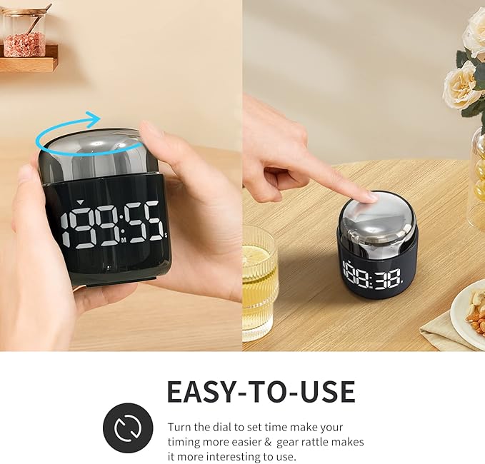 MeesMeek Digital Kitchen Timer,Countdown Countup Timer with Large LED Display Volume Adjustment,Timer for Cooking, Classroom Time for Kids and Teachers. (Silver)